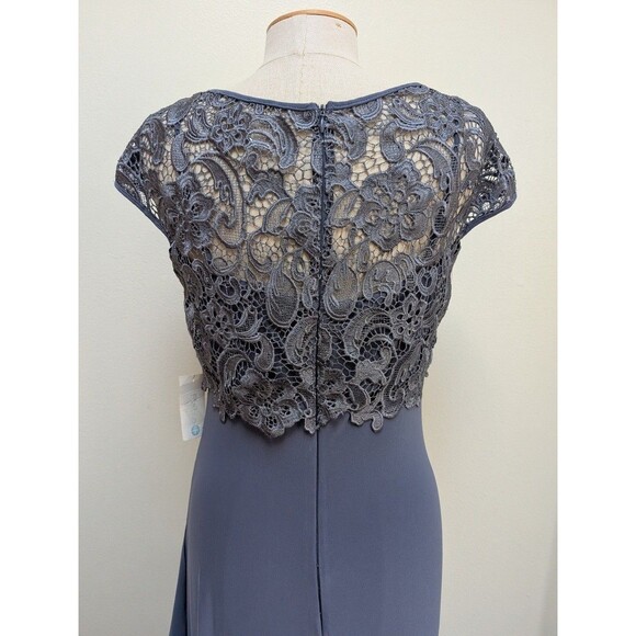 Patra Women’s Formal Gown Size 10 Steel Gray Lace Overlay Lace Maxi Dress - Picture 8 of 12